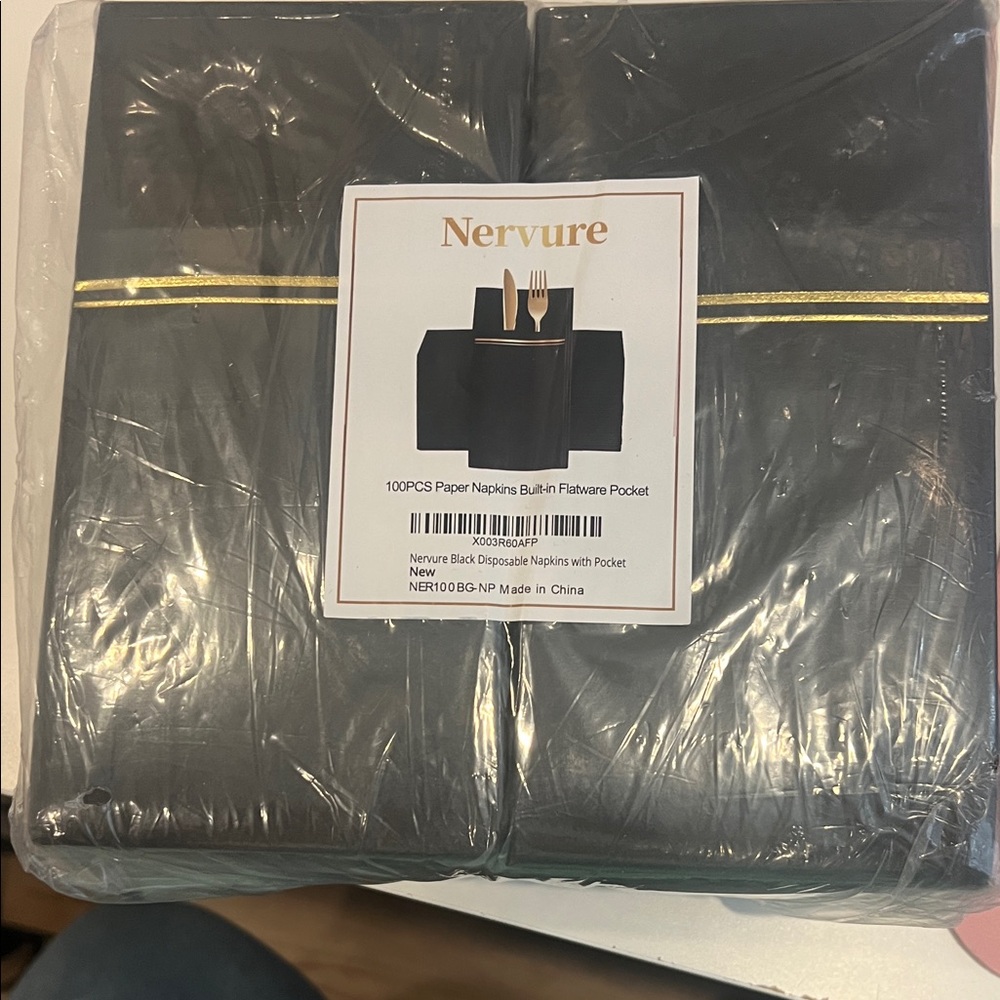 Black Disposable Napkins with Pocket